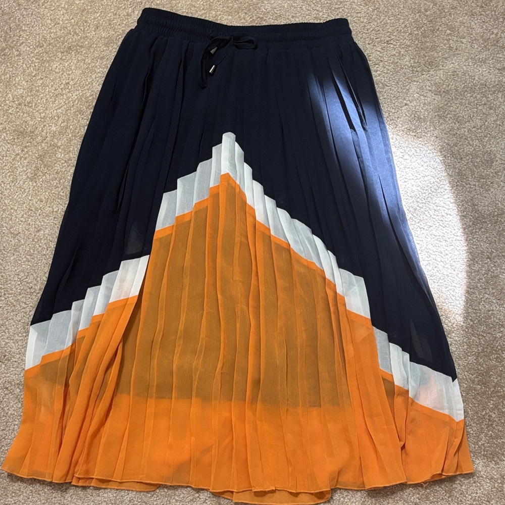Navy, White, Orange Skirt